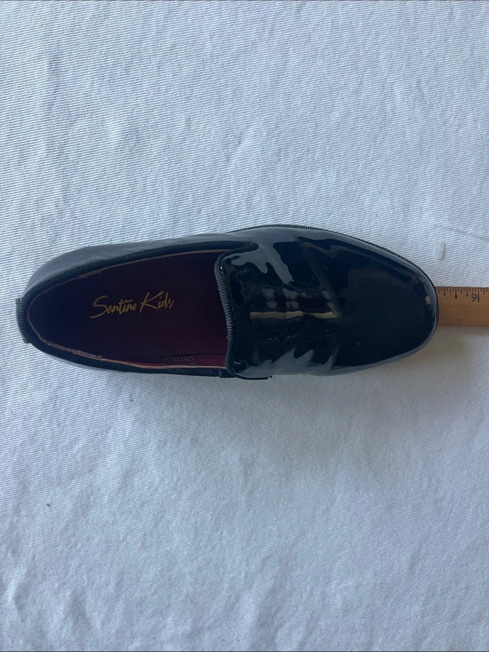 NEW SANTINO KIDS Size 11 Black Patent Slip-On Loafers